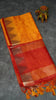 Semi Raw Silk Temple Border Mango Yellow to Red thumbnail
