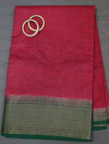 Bamboo Silk Saree-Lite Maroon Frame Flower Embryoid