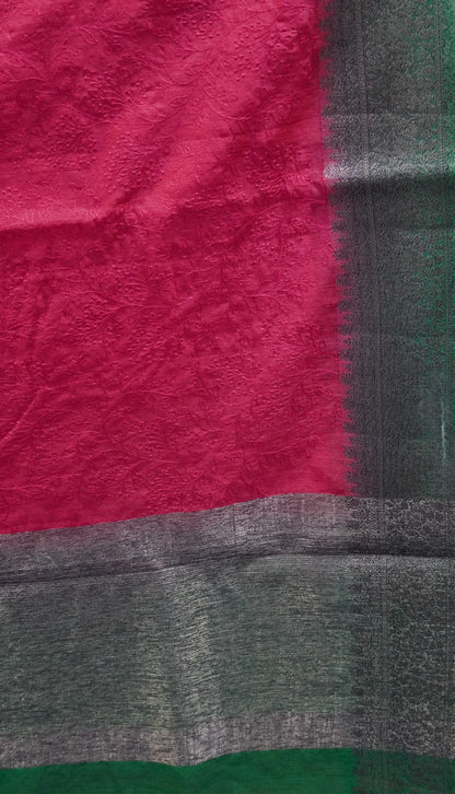 Bamboo Silk Saree-Maroon Gypso Thread Work