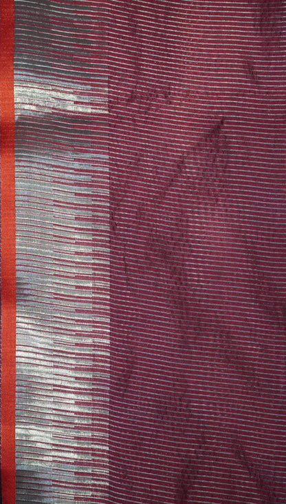 Semi Raw Silk Tower Border Black to Maroon