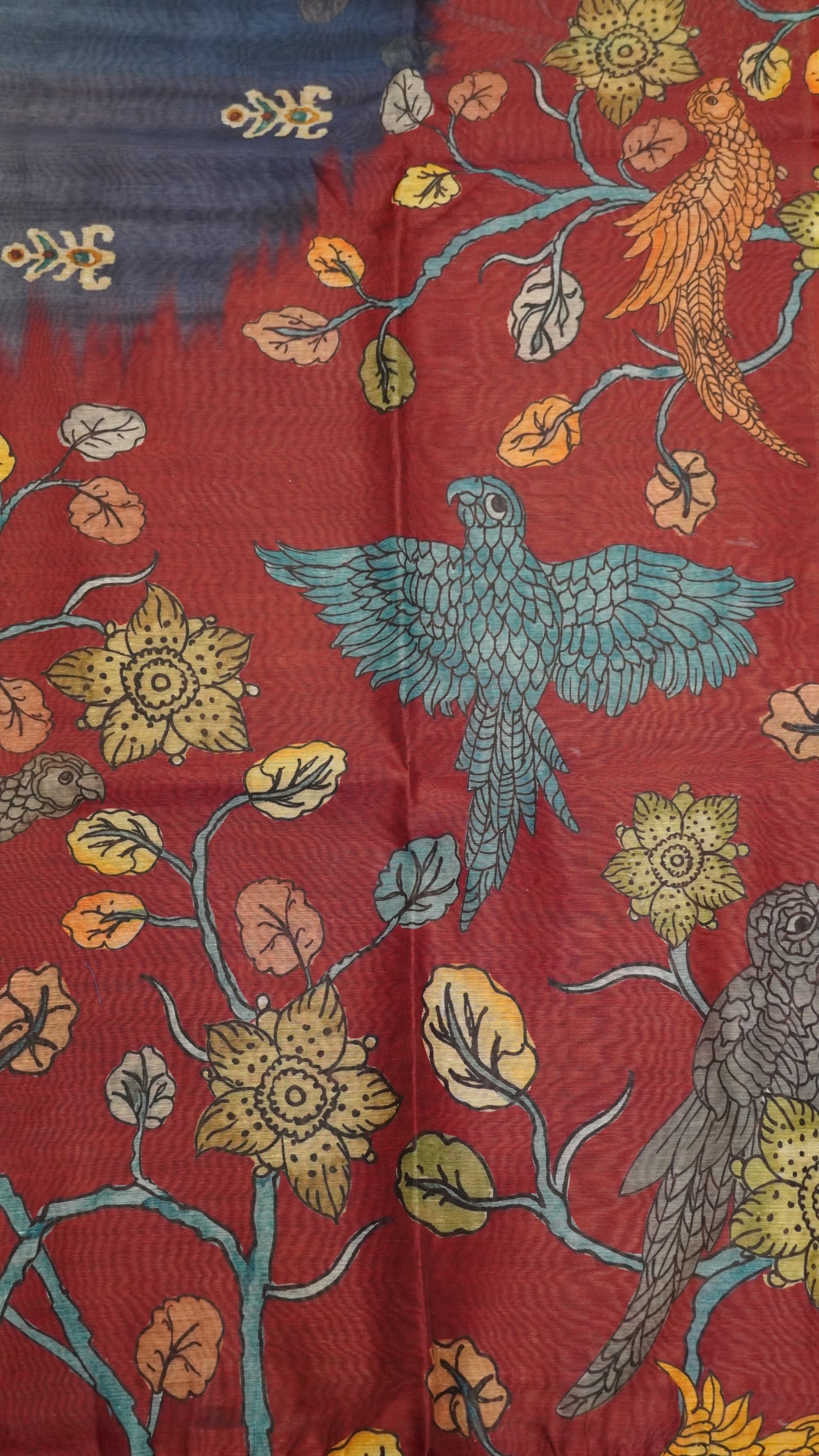 Chanderi Cotton Saree-Eagle Print-Maroon