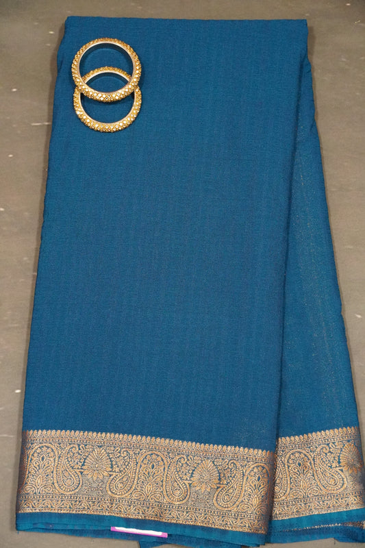Banarasi Georgette Saree - Peacock Blue
