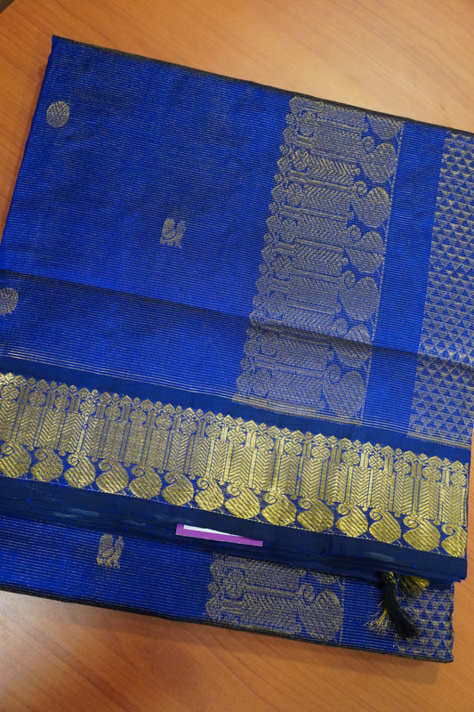 Pure Silk Cotton Saree- Vairaoosi Royal-Blue