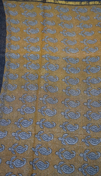 Kota Doria Cotton Saree Black