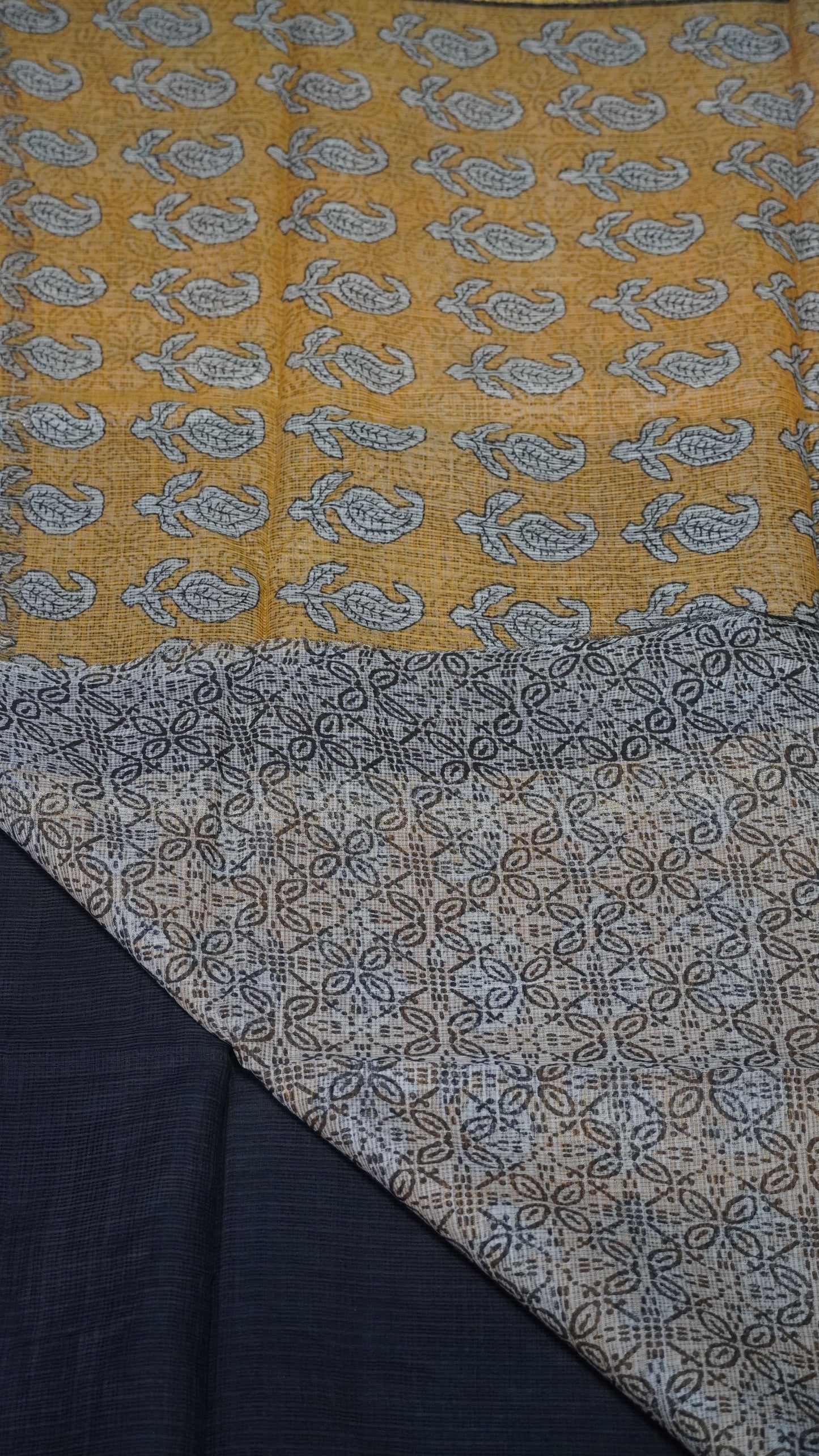 Kota Doria Cotton Saree Black