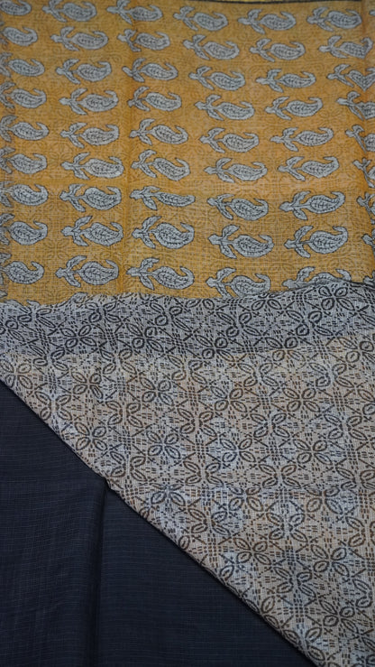 Kota Doria Cotton Saree Black