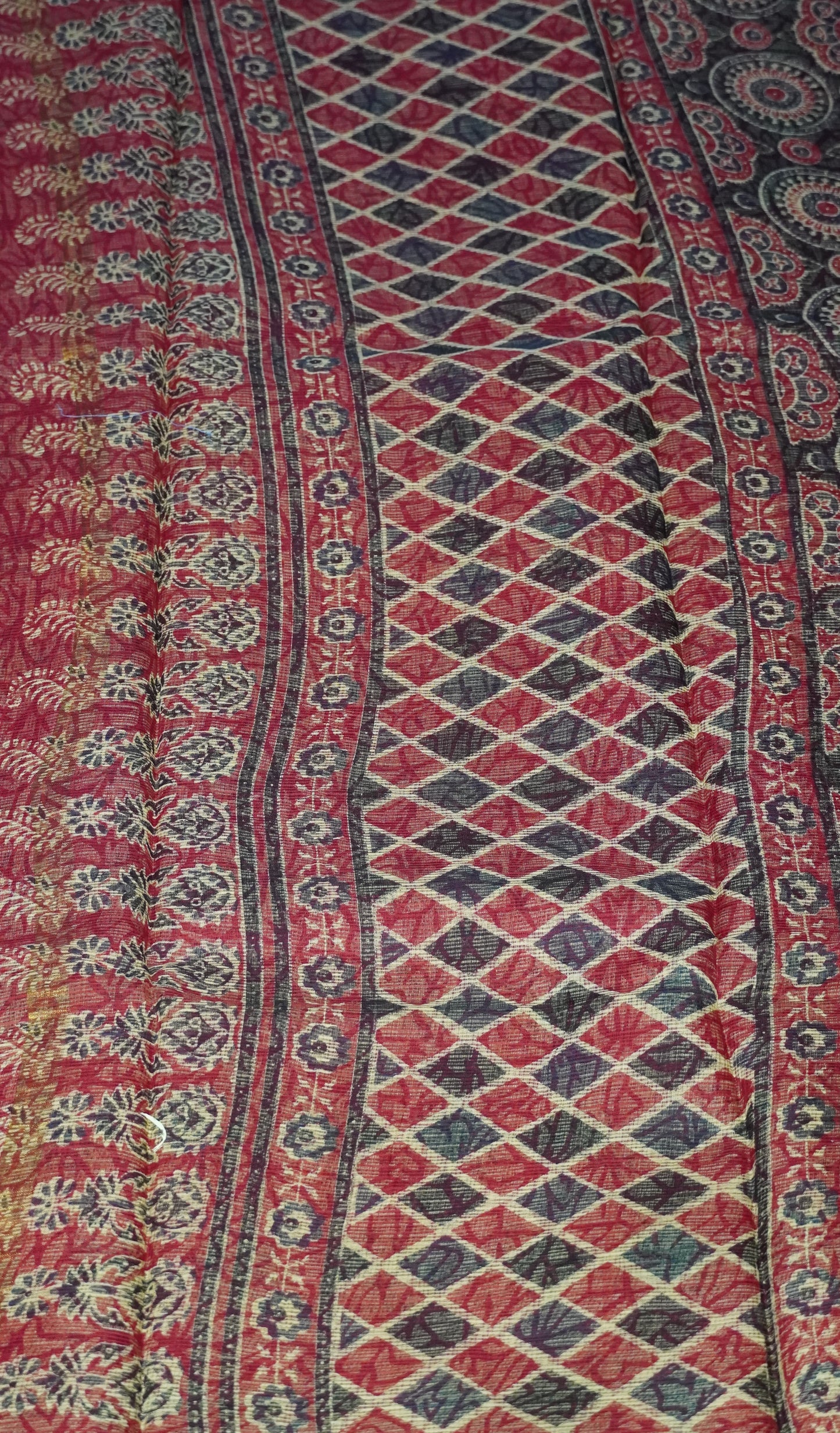 Kota Doria Cotton Saree Red