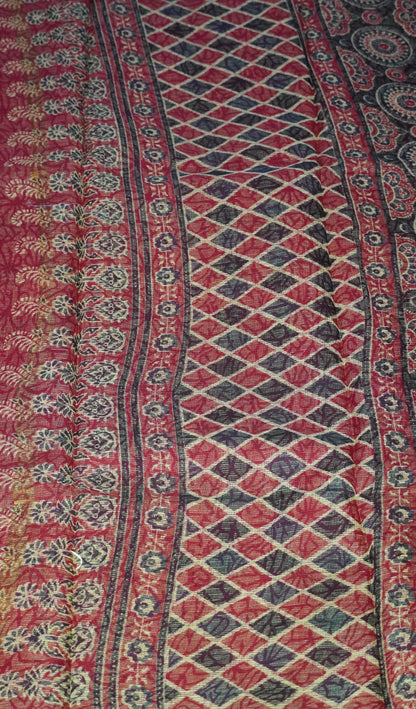 Kota Doria Cotton Saree Red