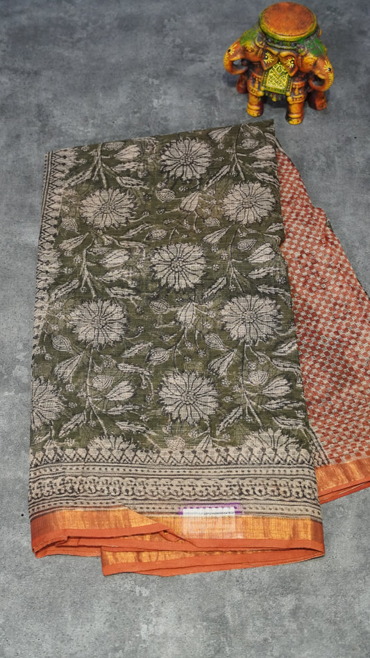 Kota Doria Cotton Saree Floral Print