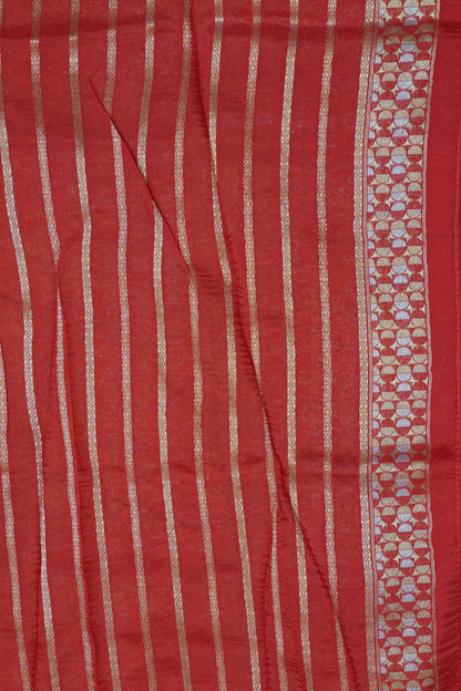 Banarasi Satin Saree - Zari Dots Red