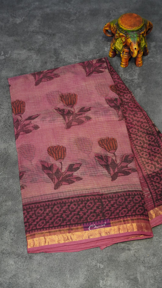 Kota Doria Cotton Saree Floral