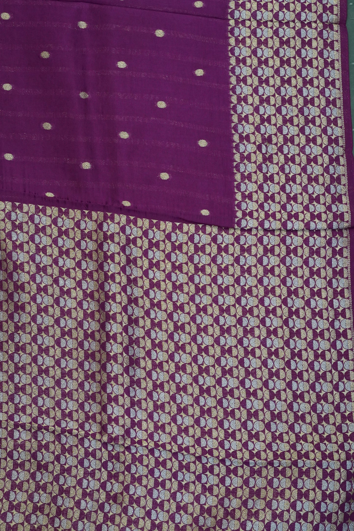 Banarasi Satin Saree - Zari Dots Wine