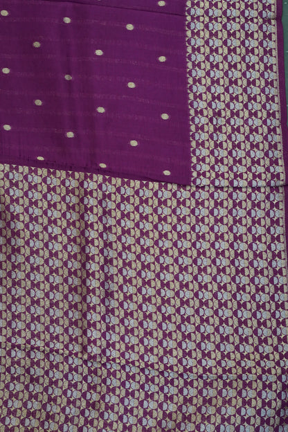 Banarasi Satin Saree - Zari Dots Wine