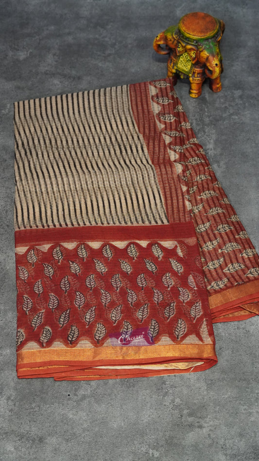 Kota Doria Cotton Saree Vertical Lines
