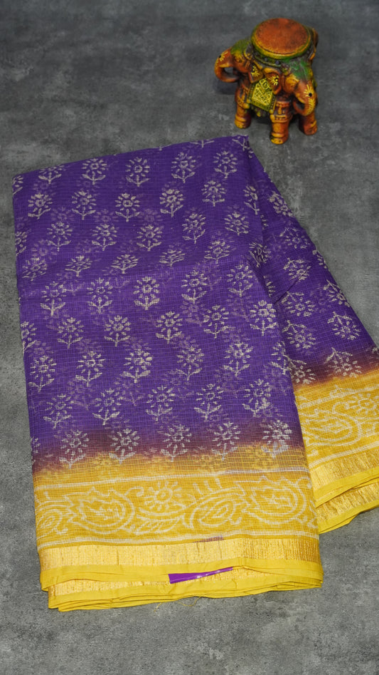 Kota Doria Cotton Saree Violet
