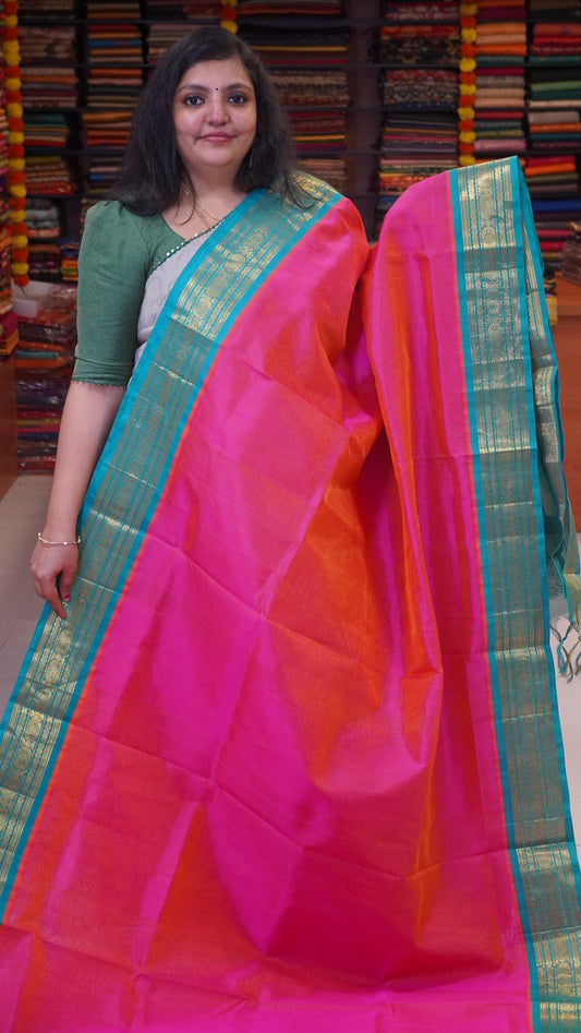 Silk Cotton Saree Rani Pink