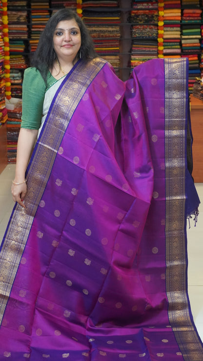 Pure Soft Silk Saree Purple to Violet Long Border