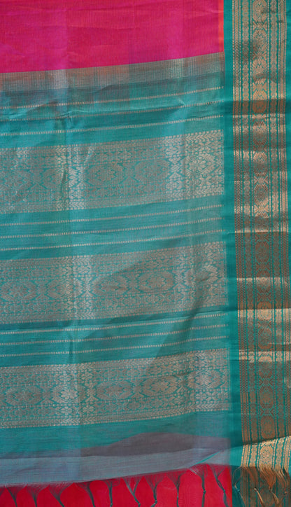 Silk Cotton Saree Rani Pink