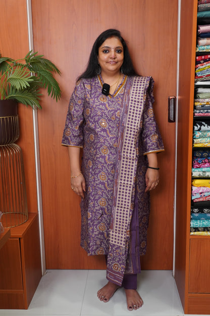 3pcs Salwar Set-Collard V neck