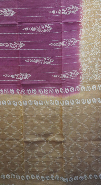 Bhagalpur Tussar Saree-Purple Manga Pattern