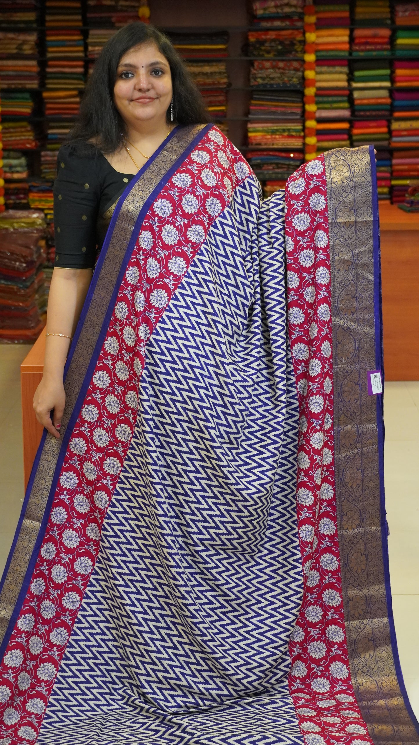 Jute Shiffon Saree Violet to Pink