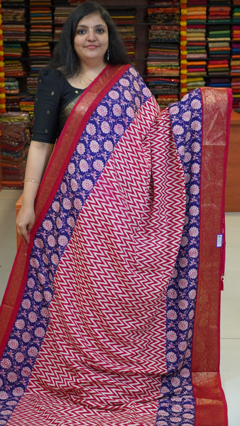 Jute Shiffon Saree Pink to Violet