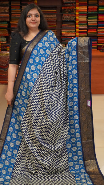 Jute Shiffon Saree Navy Blue