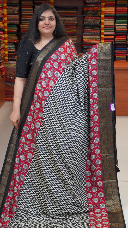 Jute Shiffon Saree Black to Pink