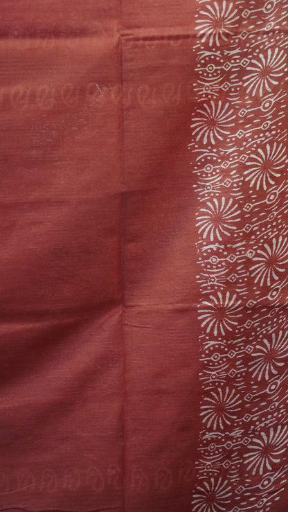 Bhagalpur Tussar Saree-Dark Pink Manga Pattern