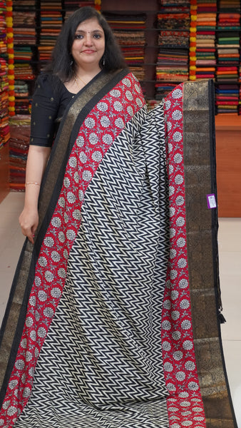 Jute Shiffon Saree Black to Pink