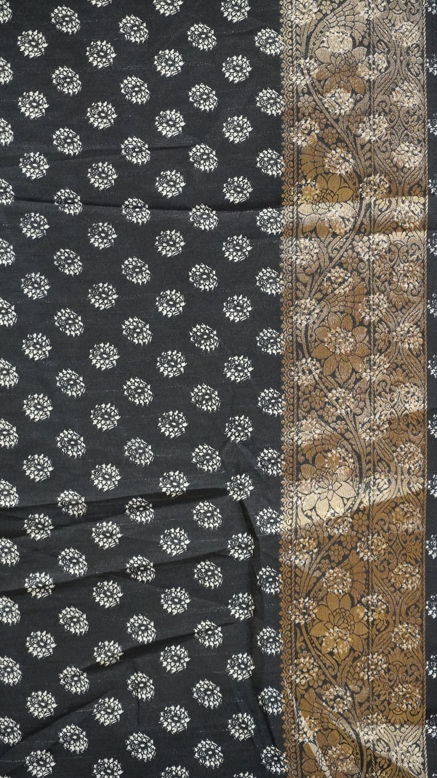 Jute Shiffon Saree Black to Mustard