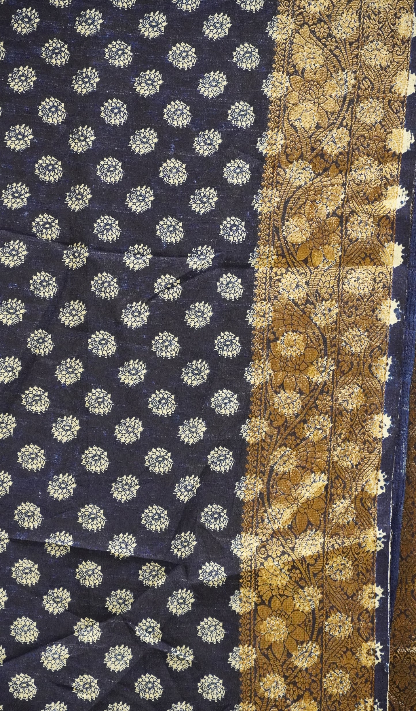 Jute Shiffon Saree Navy Blue