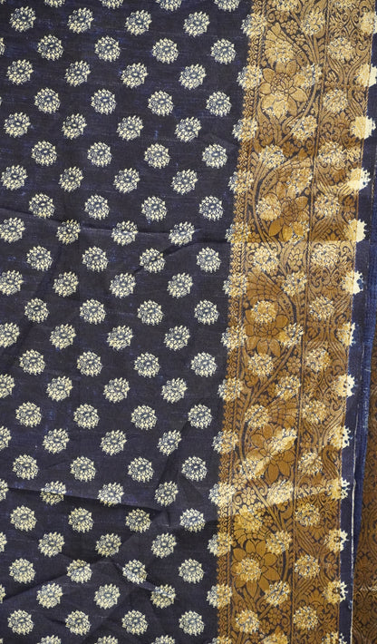 Jute Shiffon Saree Navy Blue