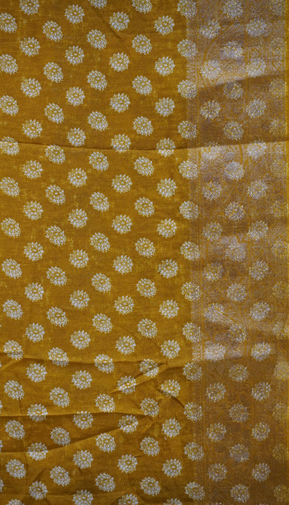 Jute Shiffon Saree Mustard to Black
