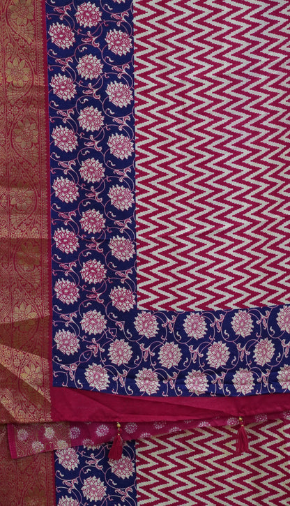 Jute Shiffon Saree Pink to Violet