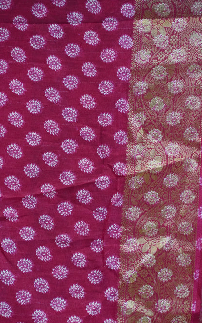 Jute Shiffon Saree Pink to Violet