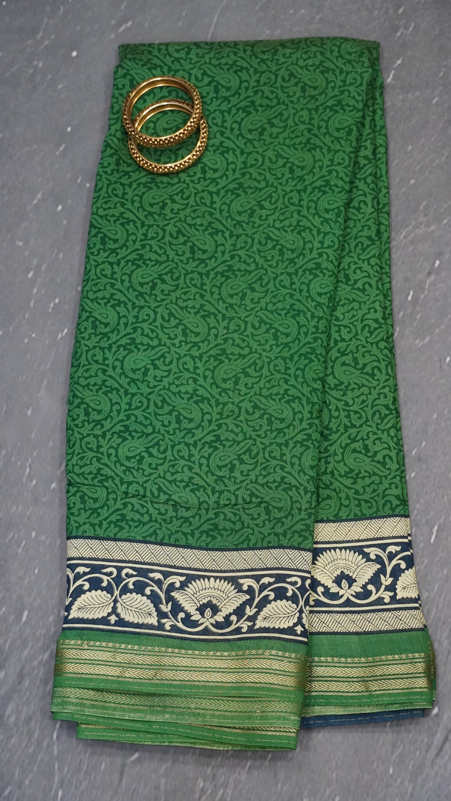 Viscose Saree-Green Peacock Body