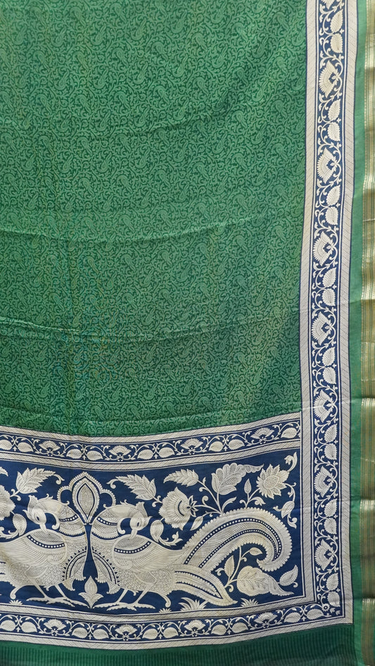 Viscose Saree-Green Peacock Body