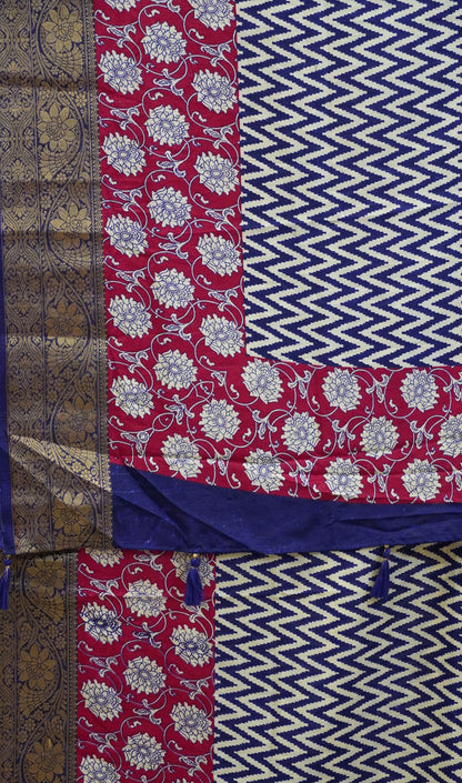 Jute Shiffon Saree Violet to Pink