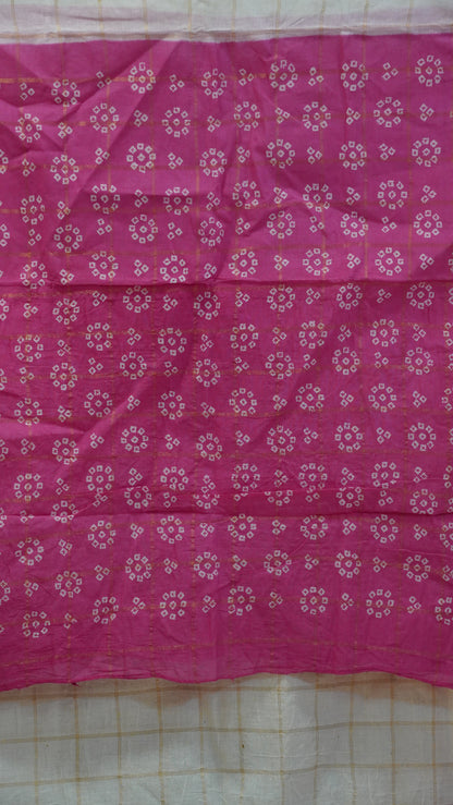 Sungudi Cotton Saree White to Pink