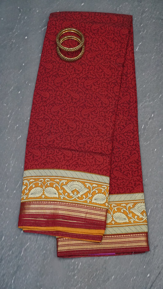 Viscose Saree-Maroon Peacock Body