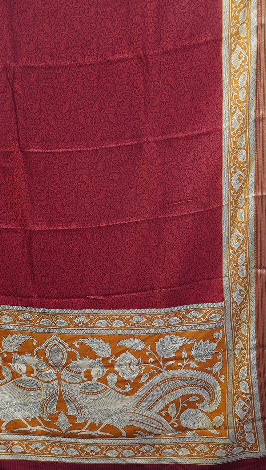 Viscose Saree-Maroon Peacock Body