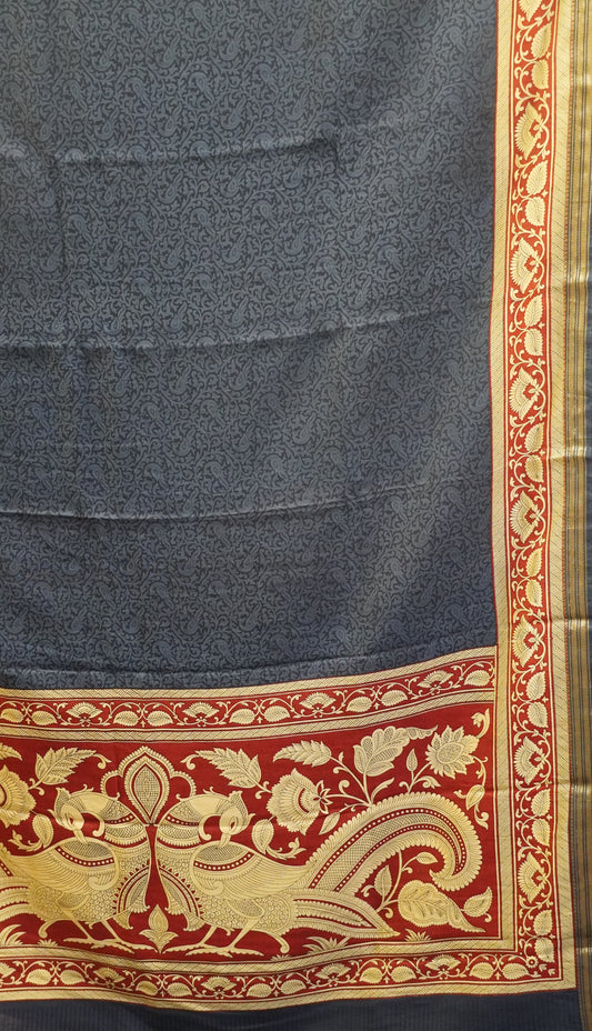 Viscose Saree-Blue Peacock Body