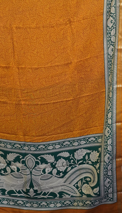 Viscose Saree-Mustard Peacock Body