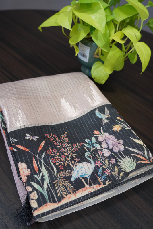 Mulberry Silk Saree- Zari Checks Lavender