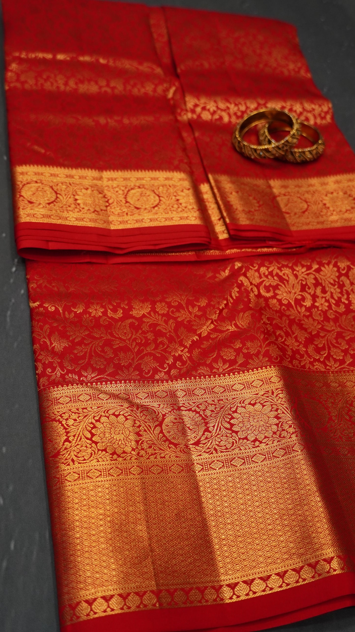 Pure Kanjivaram Silk Saree -Red Brocade Silk