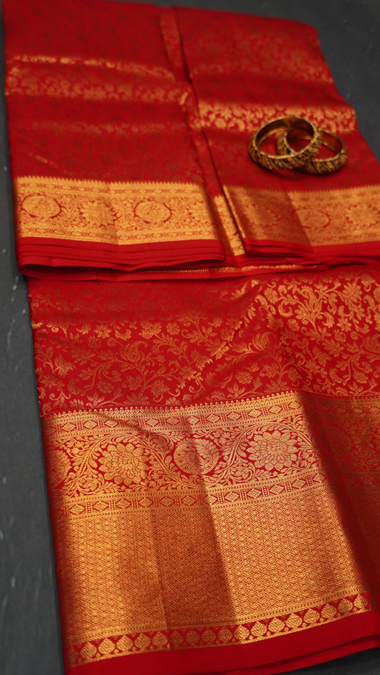 Pure Kanjivaram Silk Saree -Red Brocade Silk