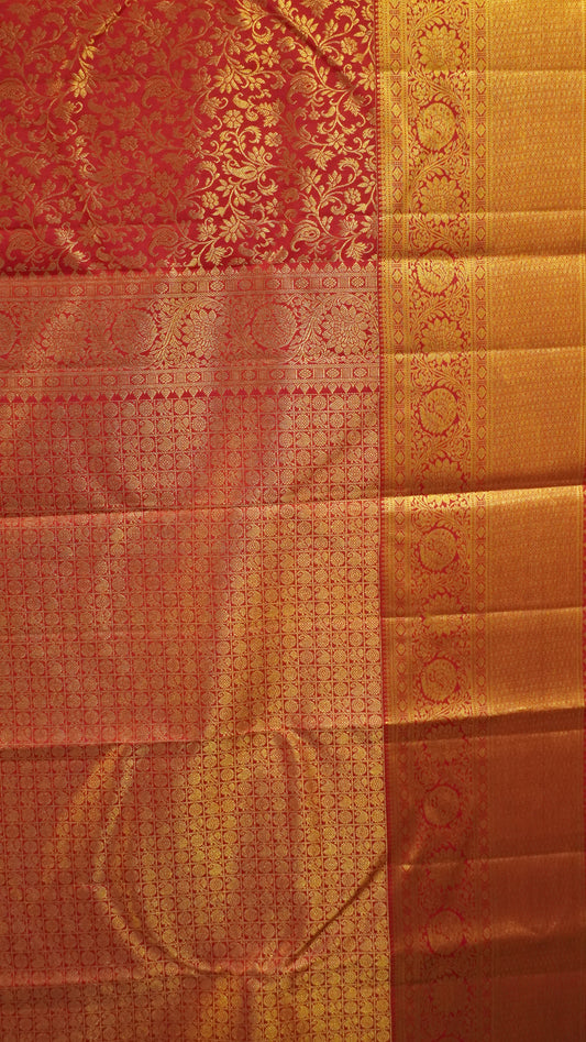 Pure Kanjivaram Silk Saree -Red Brocade Silk