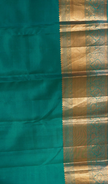 Pure Kanjivaram Silk Saree -Teal Blue Brocade Silk