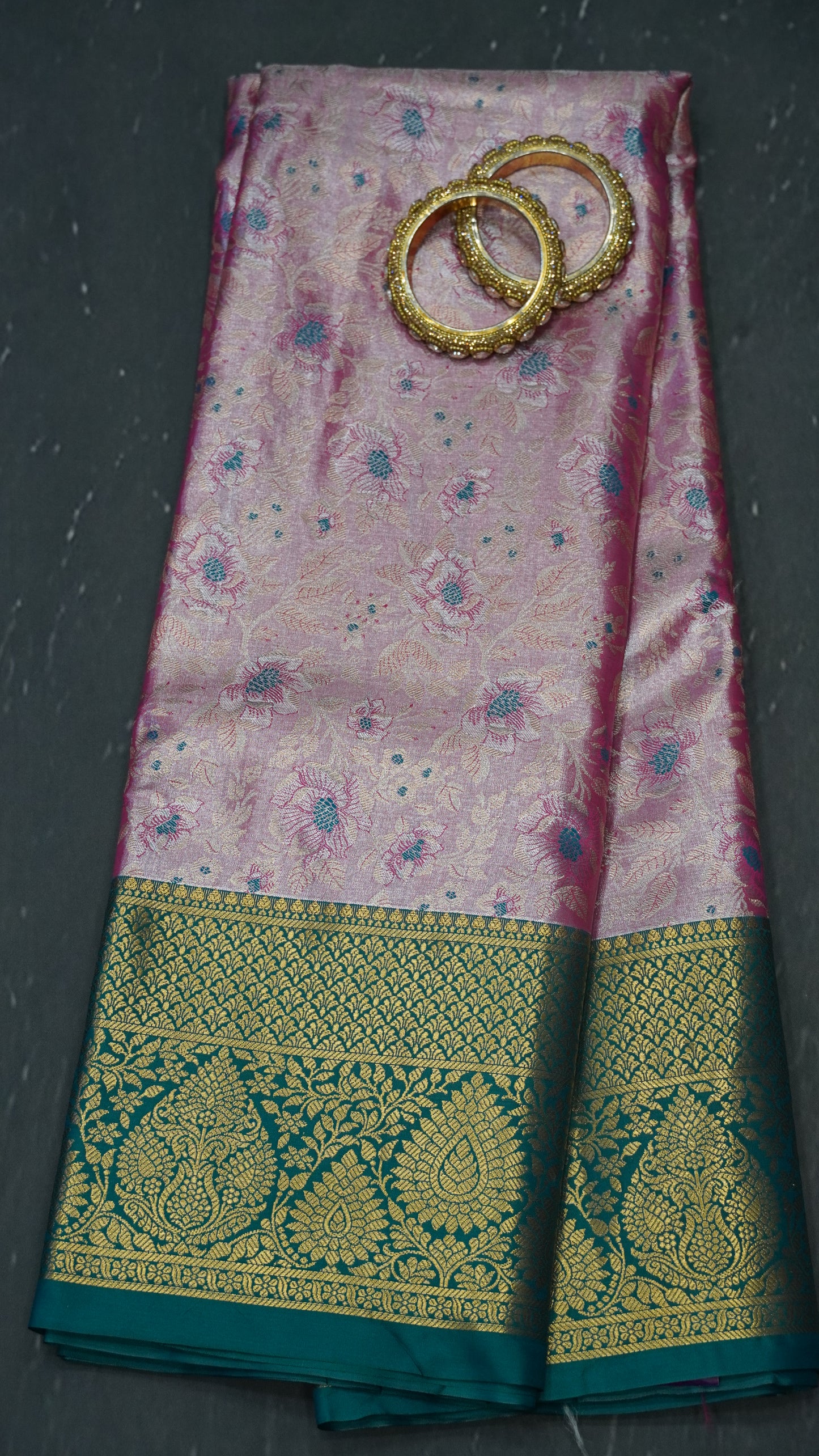 Bridal Tissue Saree-Baby Pink With Full Gold